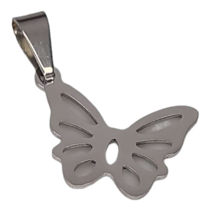Butterfly pendant, stainless steel, 24mm