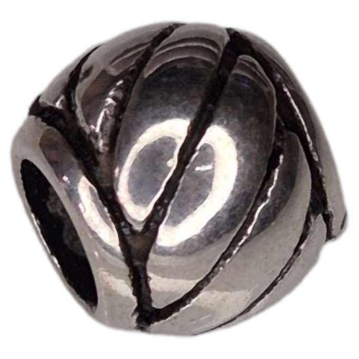 Barrel bead in stainless steel, twist design, 8x10mm