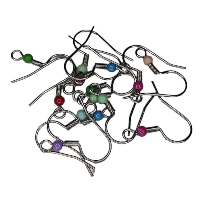 5x Shepherds hook pair w colored ball in stainless steel, 20mm