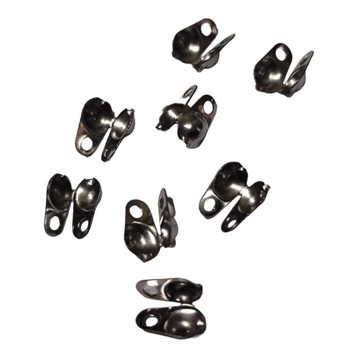 4 pairs Clamshell bead end, Stainless steel, 9mm