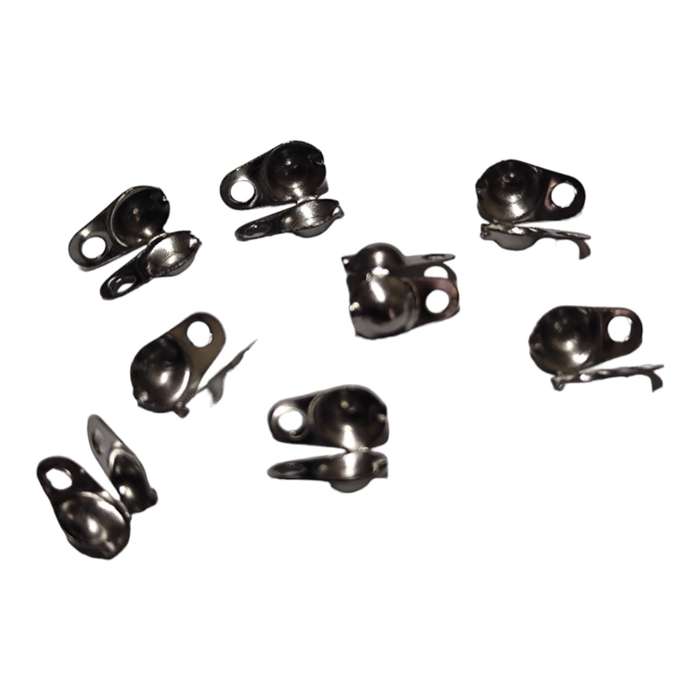 4 pairs Clamshell bead end, Stainless steel, 9mm