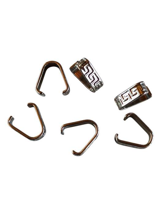 6 x Stainless steel bail with Greek pattern design, 12.6mm