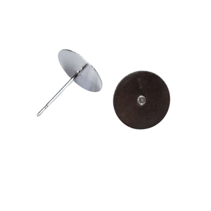 10x Pairs of flat earring component, DIY item, Stainless Steel, 10mm
