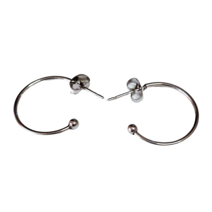 C- shaped pair of earrings with loop, Stainless steel
