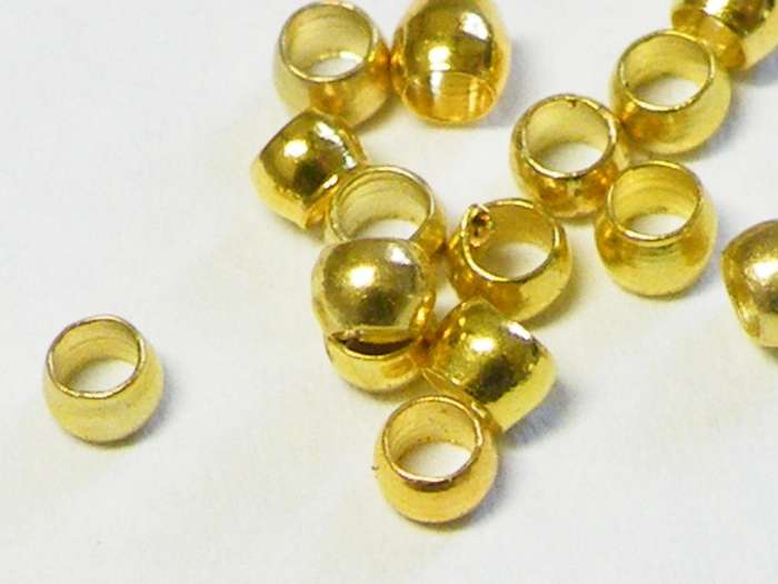 20x Crimps, Stainless steel, gold, 3mm
