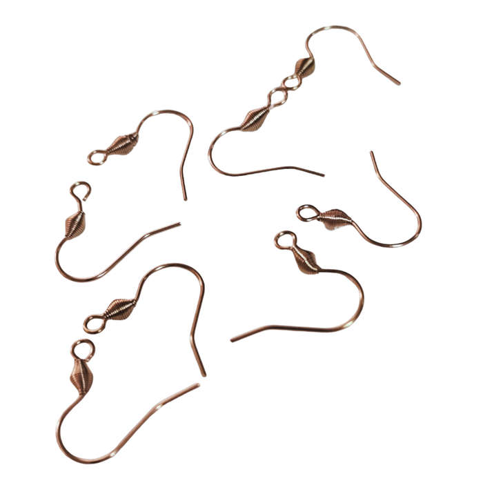 4 pairs of Rose gold shepherd hook earrings, stainless steel, with spring in place of bead, 17.5mm