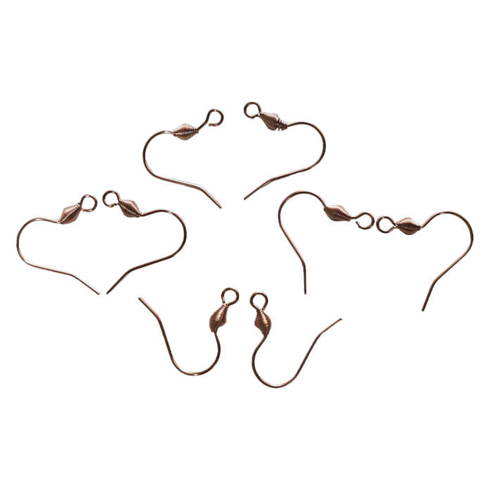 4 pairs of Rose gold shepherd hook earrings, stainless steel, with spring in place of bead, 17.5mm