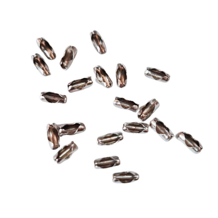 20 x Ball chain crimp ends, Stainless steel, 5.5 x 2mm