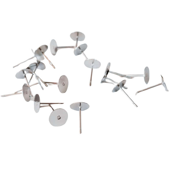 Pairs Stainless steel Earring Stud, Flat front 8mm, 60 pcs