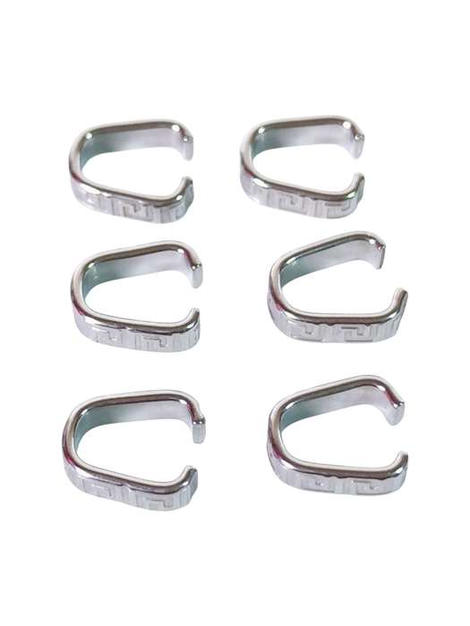 6 x Stainless steel bail with Greek pattern design, 12.6mm