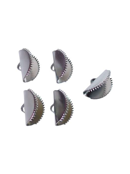 Half Moon Ribbon crimp end, 15.5mm wide, Stainless steel
