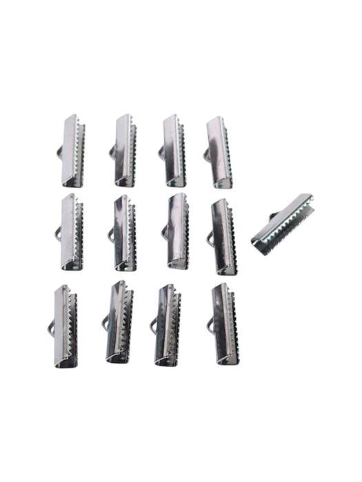 Ribbon crimp end, 20mm wide, Stainless steel