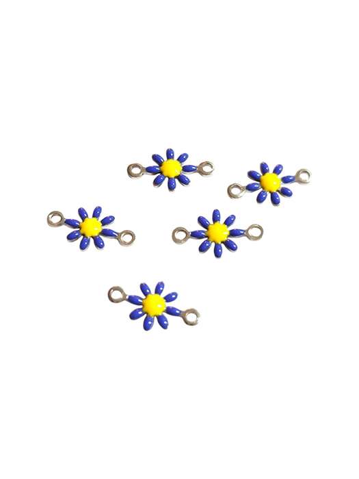 5 Pcs Daisy link connector in stainless steel, Purple and Yellow, 8x13mm