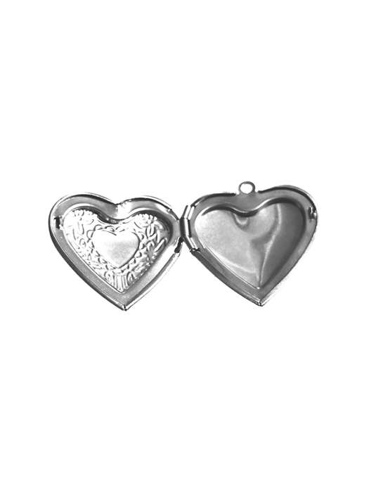 Heart shape embossed locket, Stainless steel, 22mm
