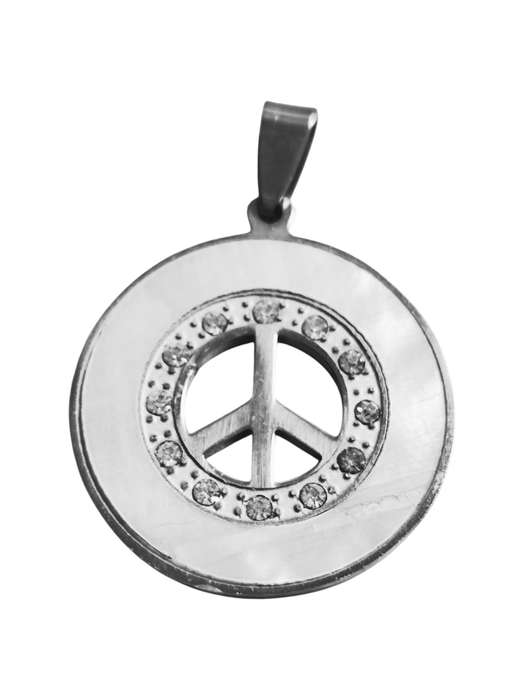 Stainless Steel Pendant, 25mm, Peace