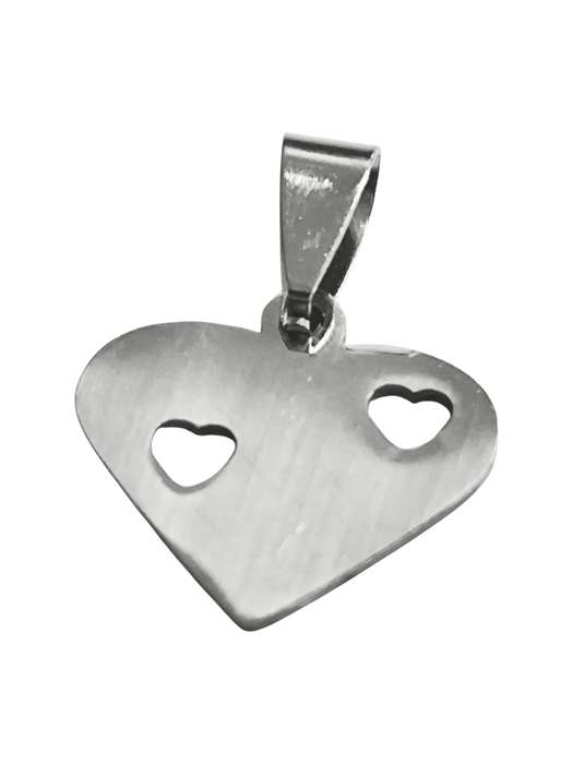 Pendant in stainless steel with bail, Heart, 19mm excluding bail