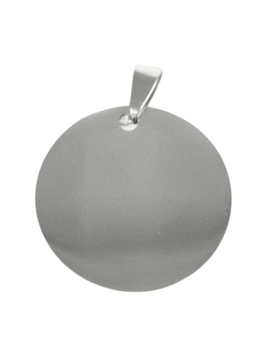 Round tag in stainless steel with bail