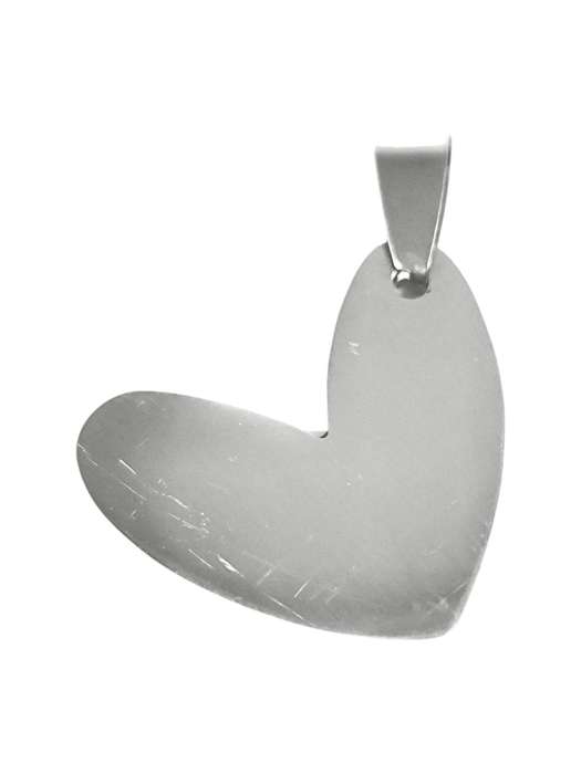 Pendant in stainless steel heart with bail, 25mm excluding bail