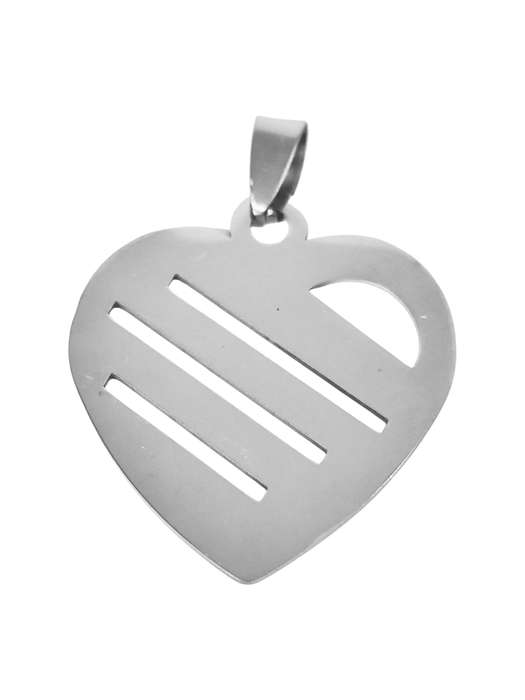 Pendant in stainless steel with bail, Louvre Heart, 37mm excl bail
