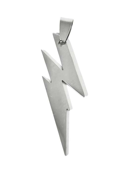 Pendant in stainless steel with bail, Lightning strike, 43mm excluding bail