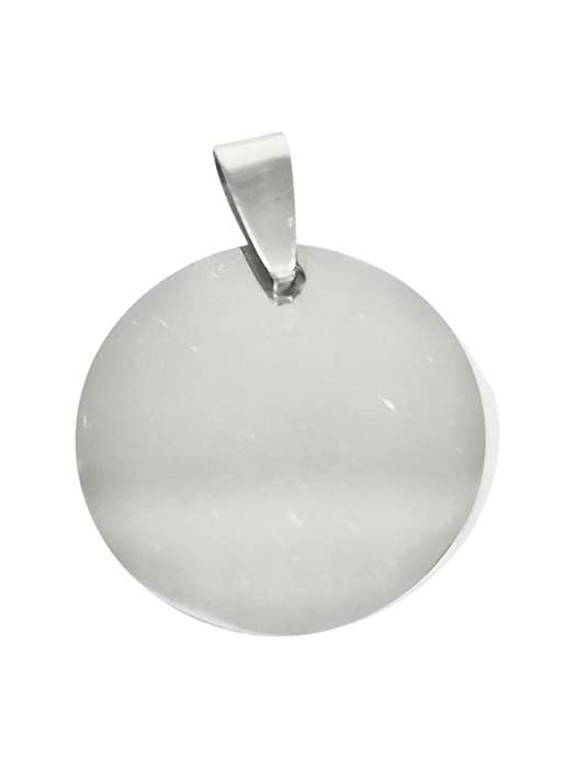 Round tag in stainless steel with bail