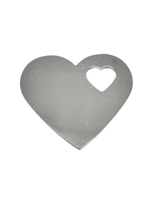 Pendant in stainless steel, Heart in Heart, 20mm