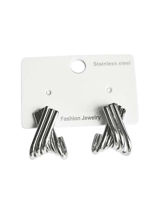 Stainless Steel Cross Tripple Bars Earring, 22mm