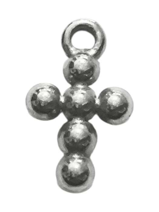 Tiny Rounded Cross Pendant in Stainless Steel, 12 mm