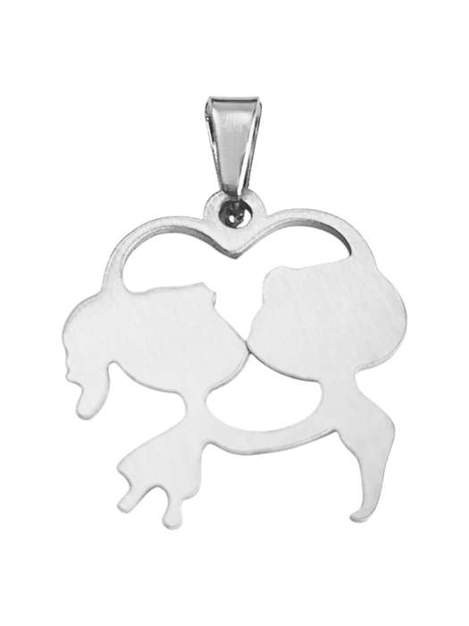 Boy Girl Kissing Pendant in Stainless Steel, 19mm excl bail