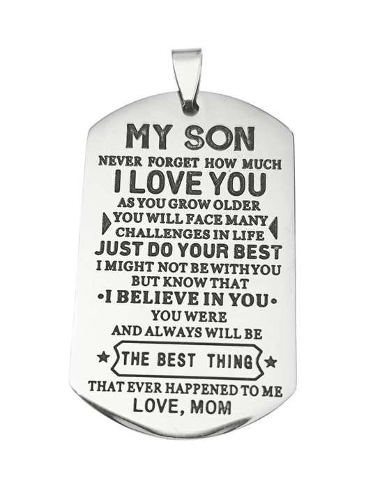 My Son Pendant in stainless steel, 50mm excl bail