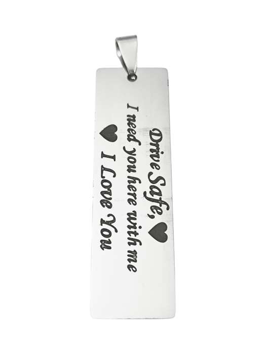 Drive Safe Pendant in stainless steel, 50mm excl bail