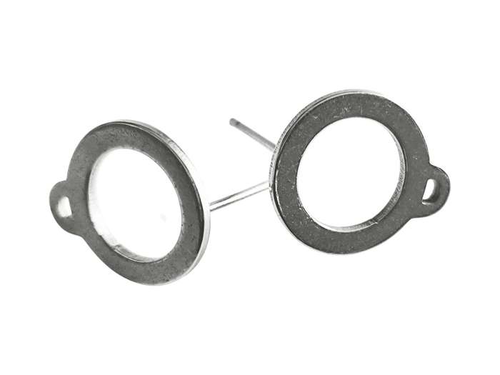 Round Circle with Loop Stainless Steel, Earring Post, 12mm
