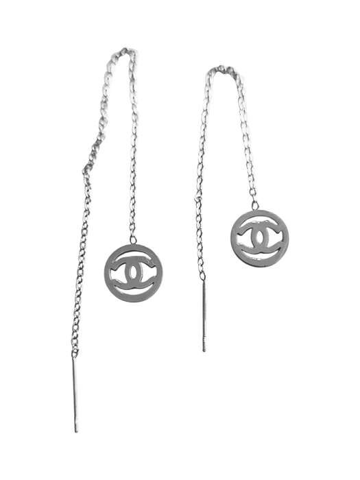 Channel design pair of earrings, Stainless Steel, 10mm round