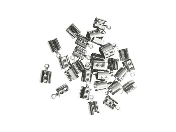 Cove Clasps Cord End, 6.5 x 11.4mm, Stainless steel 28pcs