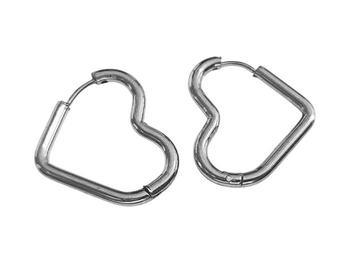 Stainless Steel Heart Earring Pair, 26mm