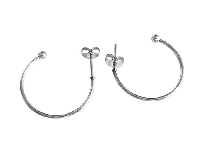 C- shaped pair of earrings, Stainless steel