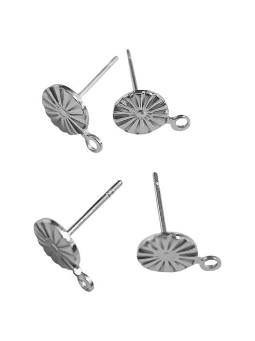 2 Pairs Radial Disc with Loop Stainless Steel, Earring Post, 6mm