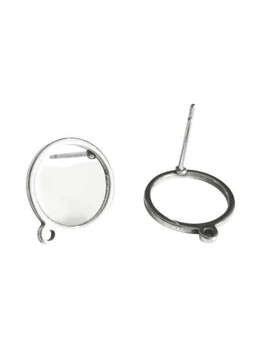 Round Circle Wire with Loop Stainless Steel, Earring Post, 12mm