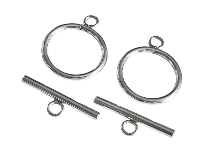 Bar and Toggle Clasp, Stainless steel, 2 pairs