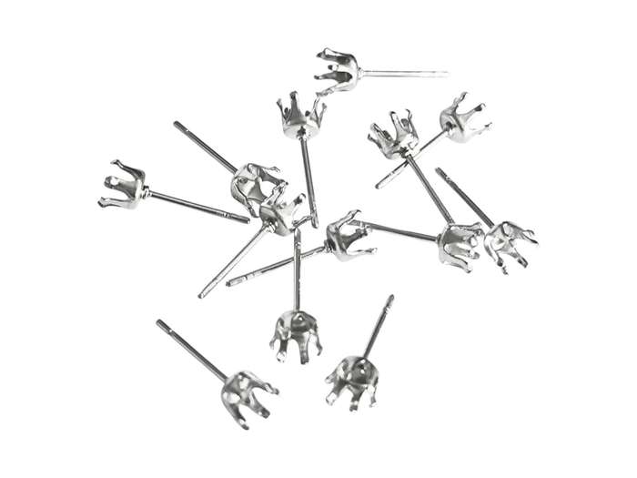 Stainless steel snap in earring 6 prong 5mm round
