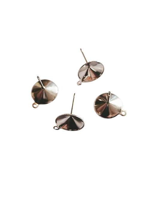 Earring Post in stainless steel with 10mm cups and loop