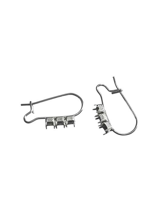 French hook earring with 3 spaces for stones, 22mm