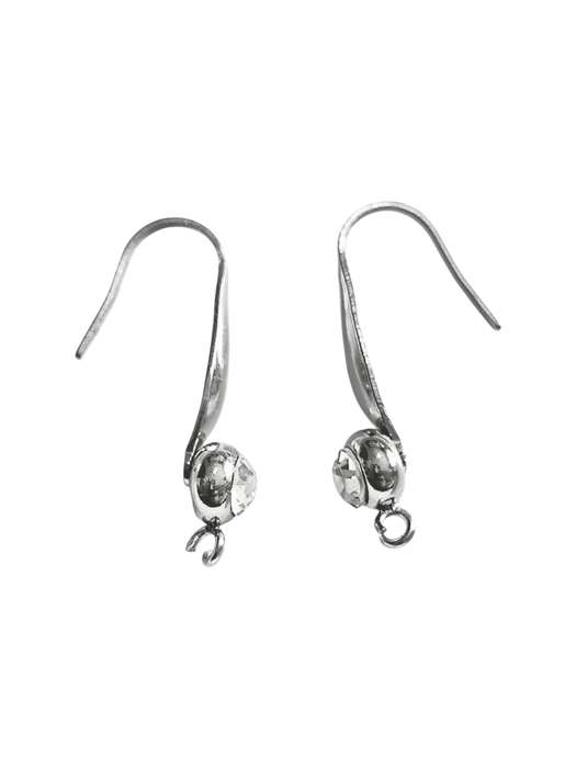 French hook earring with rhinestone and open loop, 26mm