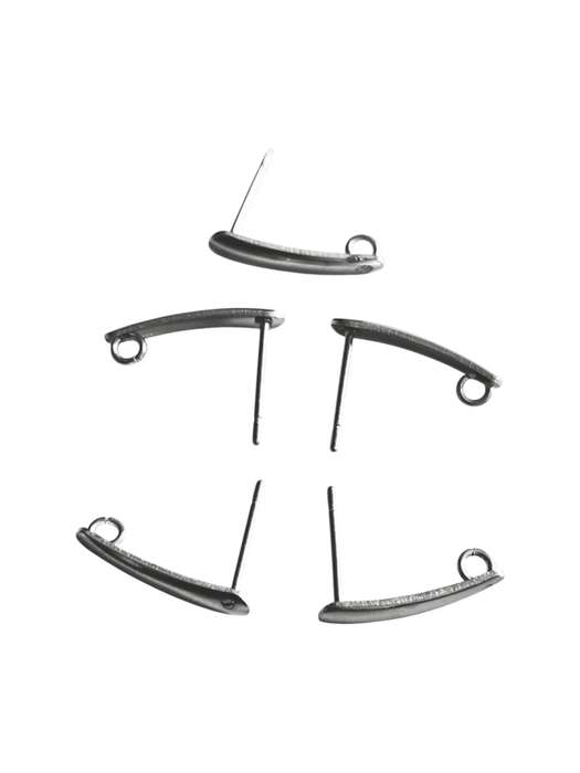 Slender curve earring with loop at the back, 15mm