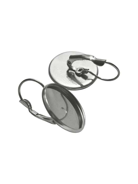 Leverback Earring with Bezel, Stainless Steel