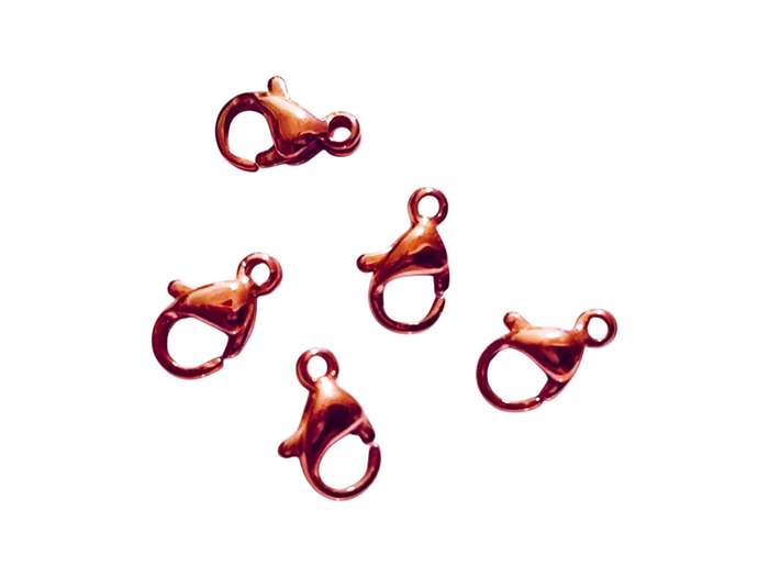 Stainless steel lobster clasp, Rose Gold, 10mm, 5 pcs