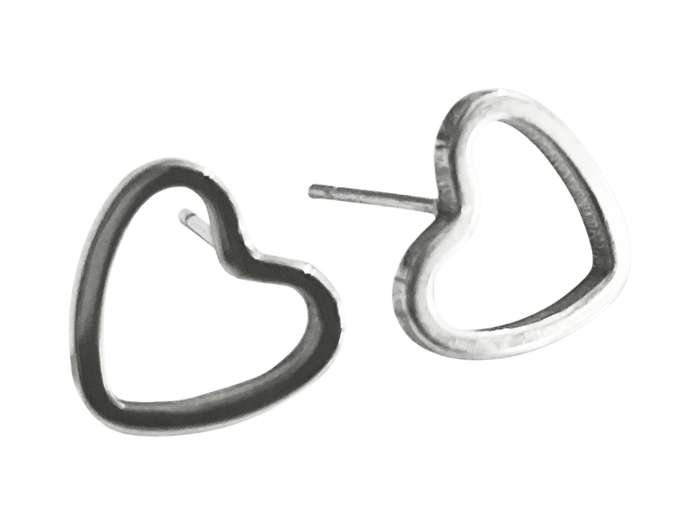 Heart Earrings in Stainless Steel, 10mm