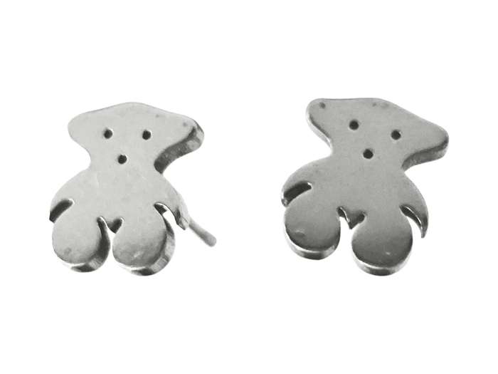 Bear Earrings in Stainless Steel, 10mm