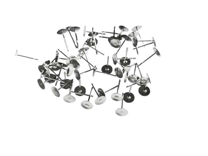 Pairs Stainless steel Earring Stud, Flat front 6mm, 50 pcs