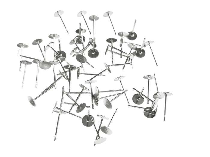 Pairs Stainless steel Earring Stud, Flat front 5mm, 60 pcs
